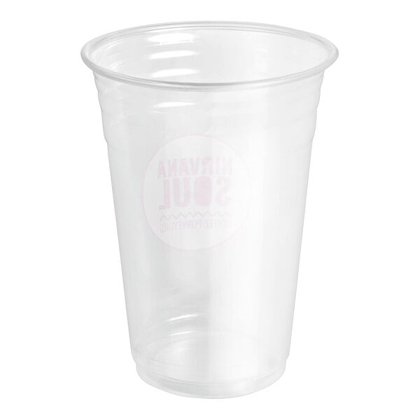 A clear plastic Nirvana Soul cold cup.