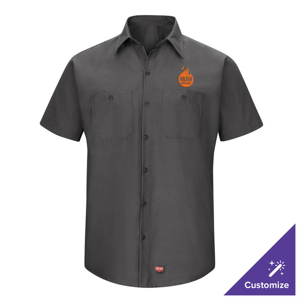 Red Kap SX20 Men's Short Sleeve Charcoal Customizable Moisture-Wicking Work Shirt with MIMIX Flex Panels - Extra Large Tall