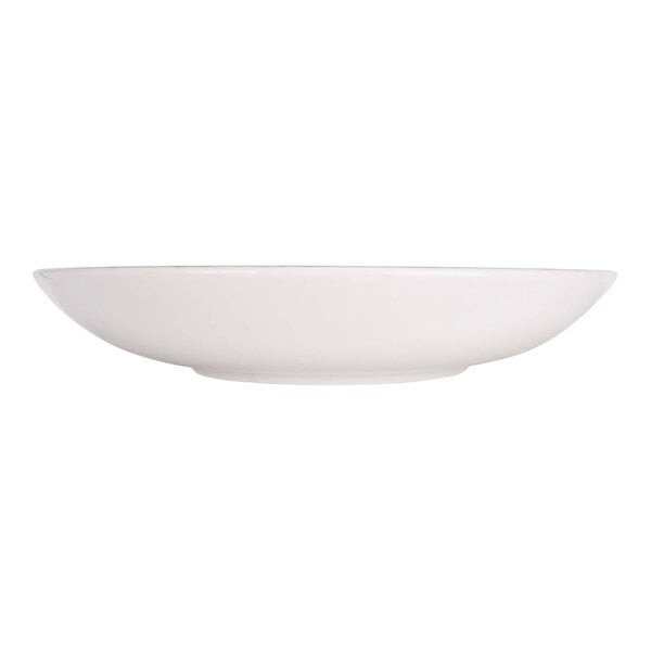 A brown porcelain coupe plate with a white background.