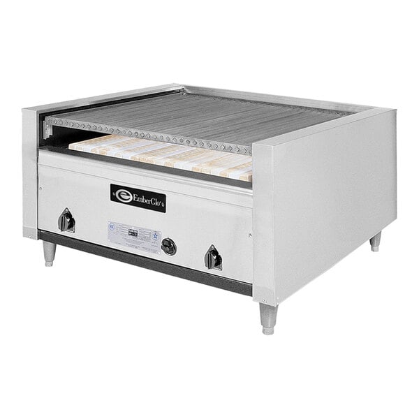 An EmberGlo natural gas countertop charbroiler.