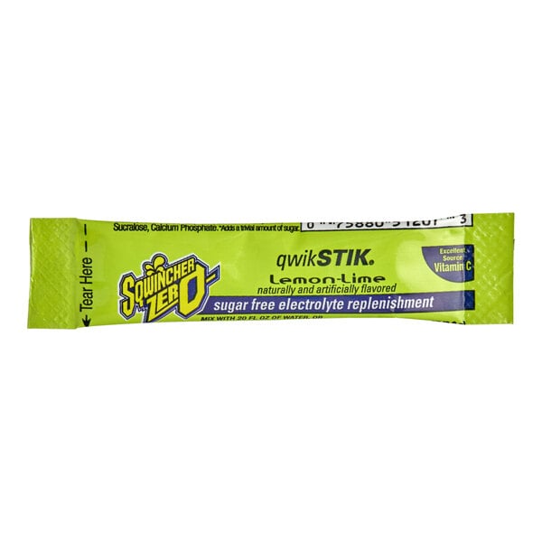 Sqwincher QwikStik Zero Lemon-Lime Electrolyte Drink Mix Single Serve Stick 3 Grams - 500/Case