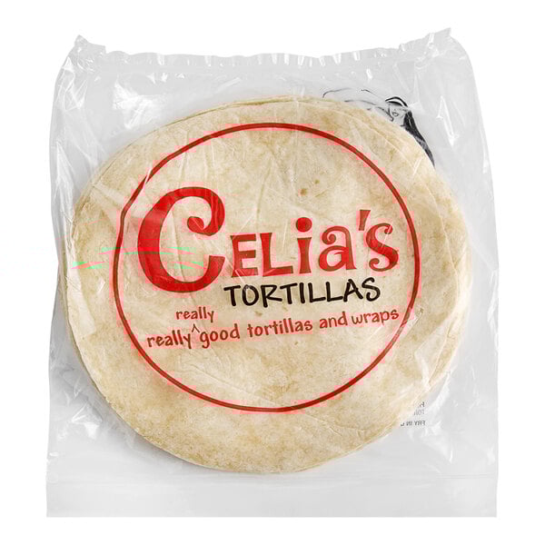 A plastic bag of ALTA Foods Super Pliable Flour Tortillas with red text.