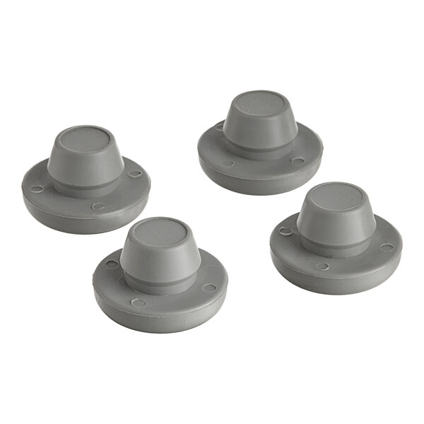 A close-up of four grey CaterGator rubber caps.
