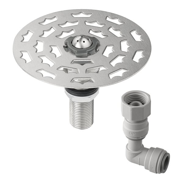 A Krowne Royal Series stainless steel glass rinser with a hose.