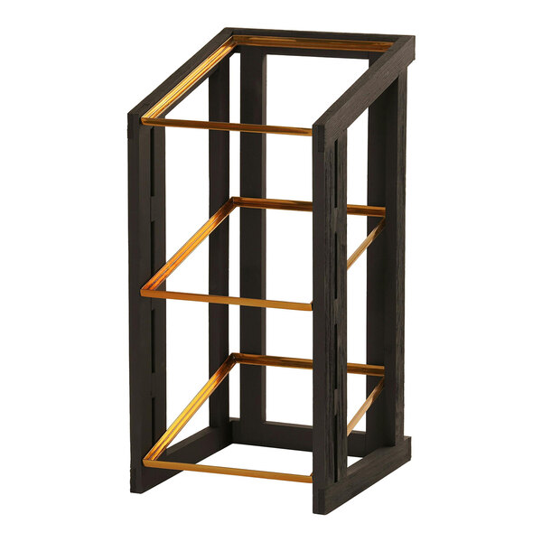 A black metal Cal-Mil half-size 3-tier merchandise display.