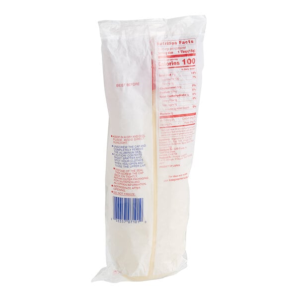 A white plastic bag with red Kewpie Mayonnaise label.