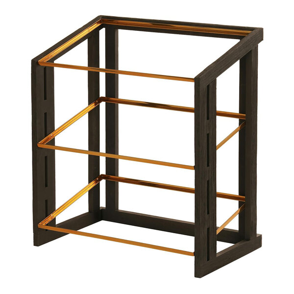 A black metal Cal-Mil 3-tier merchandise display.
