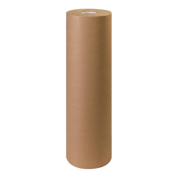 A roll of brown packing paper on a white background.