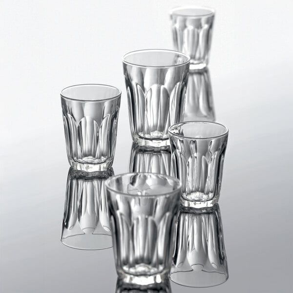Duralex Provence glass tumblers with different shapes.