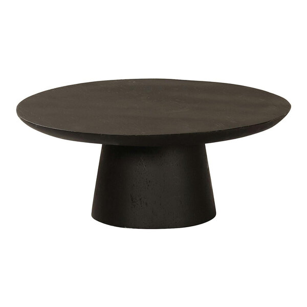 A black cylindrical cake pedestal with a black base.