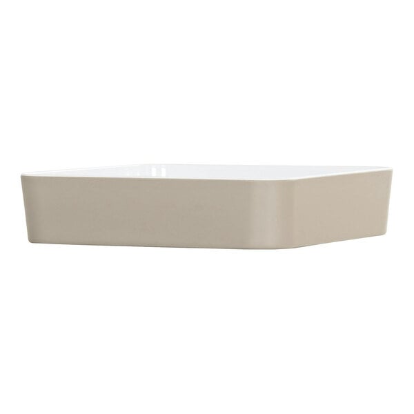 A white square Cal-Mil melamine bento box with a white lid.