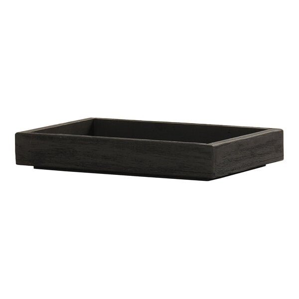A black rectangular angled Brooklyn box on a table.