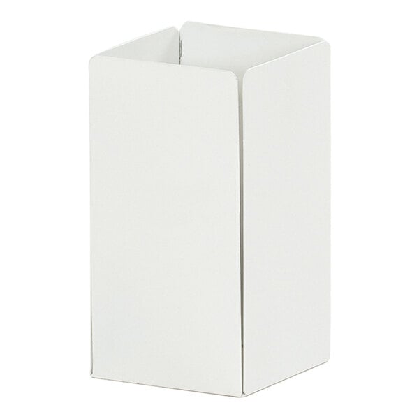 A white rectangular metal box with a black border and a hole in the middle.