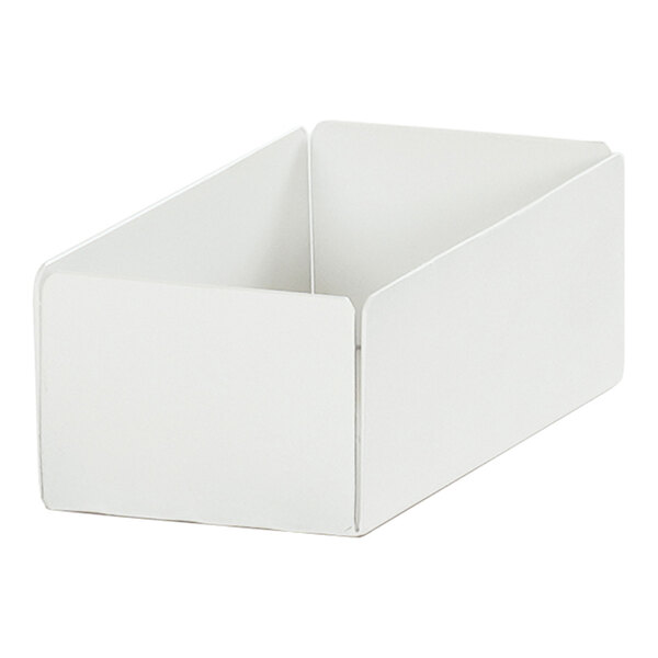 A white rectangular Cal-Mil condiment display with a lid.