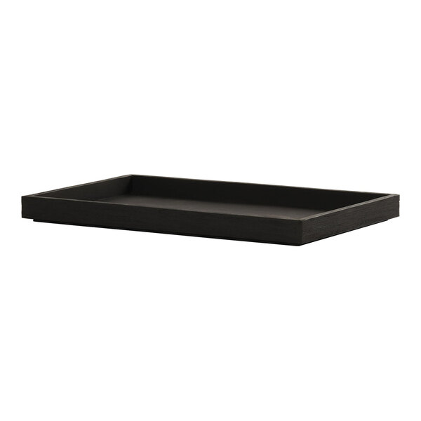 A black rectangular Brooklyn tray with white background handles.