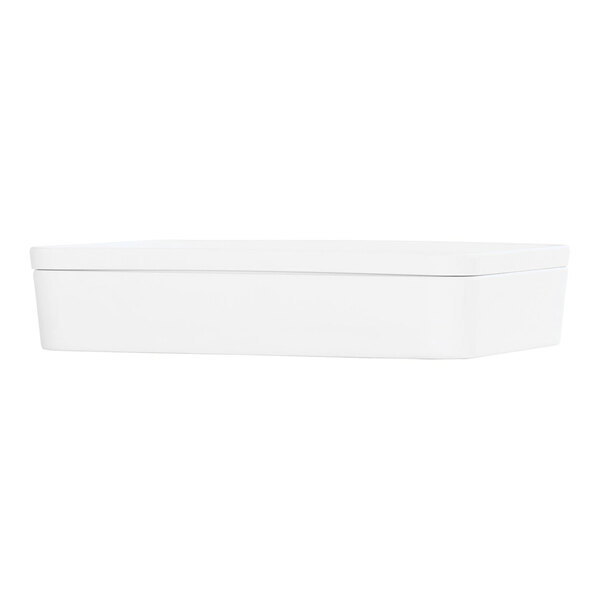 A white rectangular Cal-Mil melamine bento box with a lid.