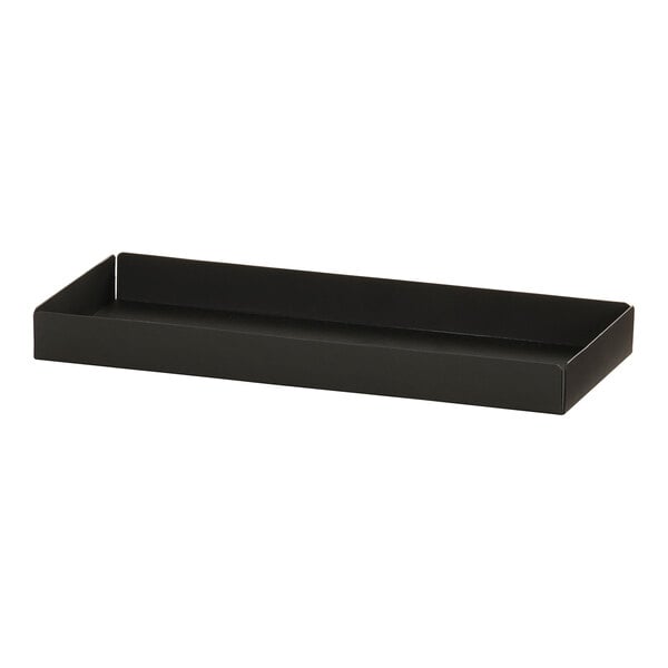 A black rectangular Cal-Mil Onyx condiment display tray.