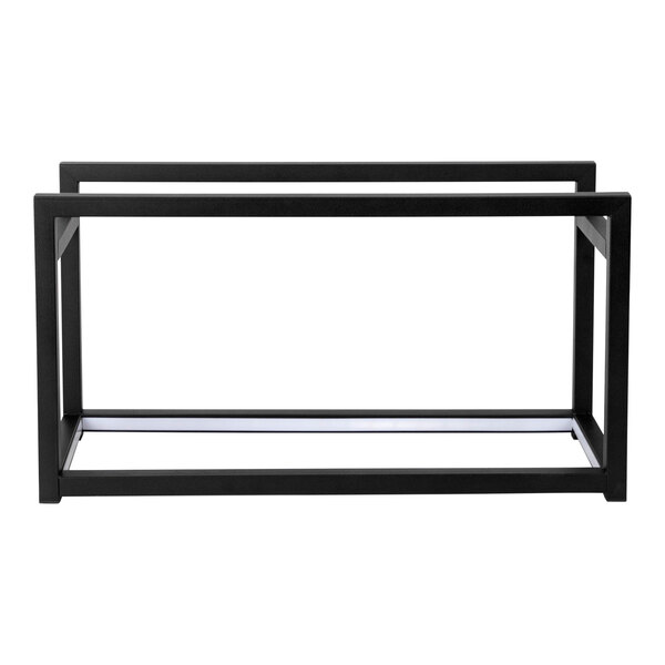 A black powder-coated stainless steel frame with LED lights.