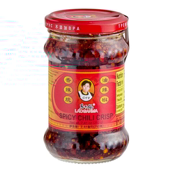 A jar of Lao Gan Ma Spicy Chili Crisp with a label.