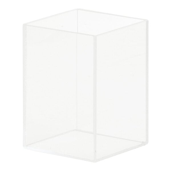 A clear plastic box with a black border.