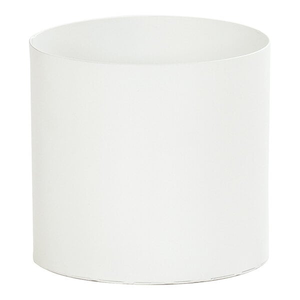A white metal cylinder with a white lid.