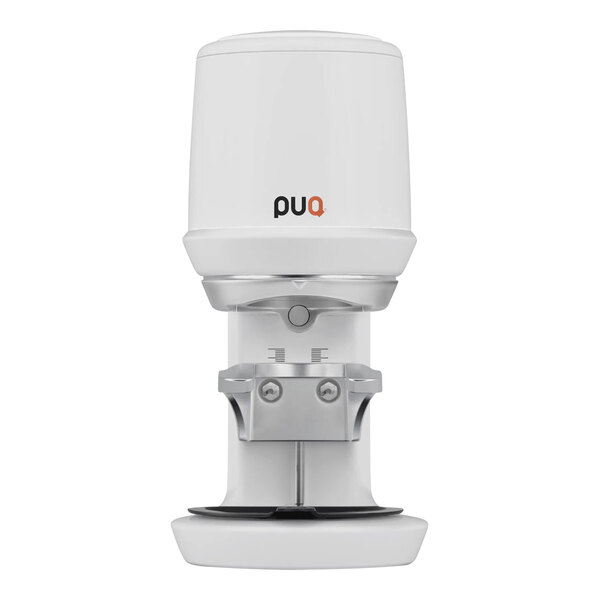 A white automatic high-performance espresso tamper with a 58 mm base.