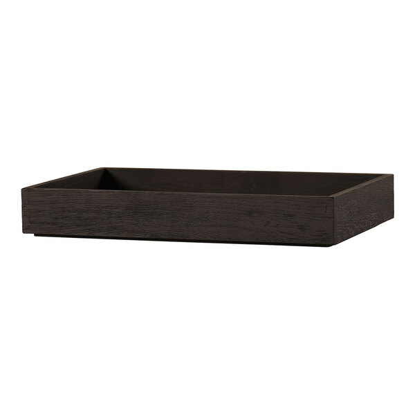 A black rectangular Brooklyn tray on a table.