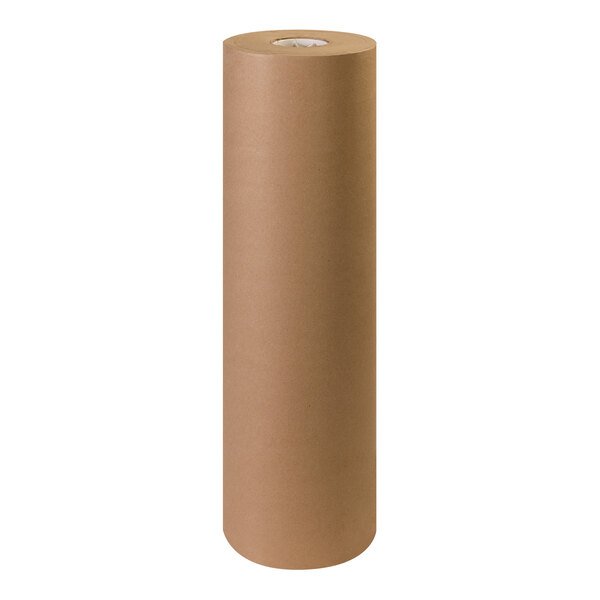 A roll of brown Lavex natural kraft void fill packing paper on a white background.