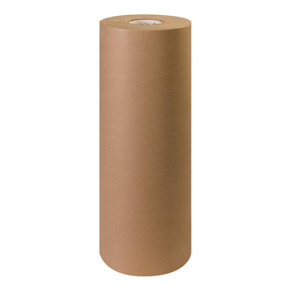A roll of brown packing paper on a white background.