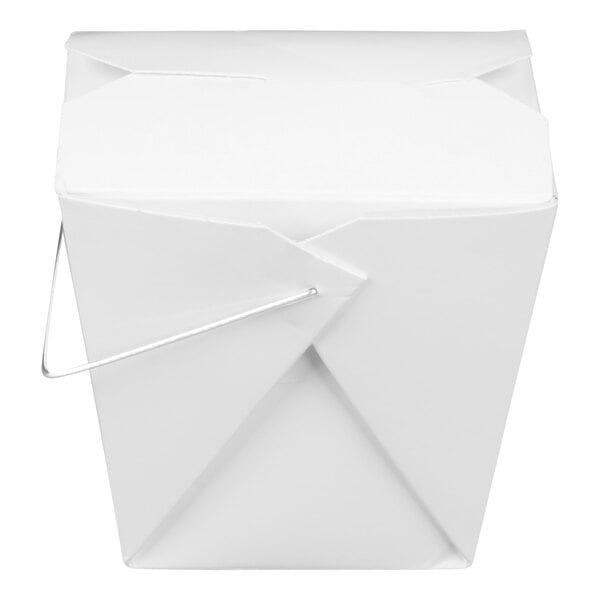 Fold-Pak 16WHWHITEM 16 oz. White Chinese / Asian Paper Take-Out Container with Wire Handle - 500/Case