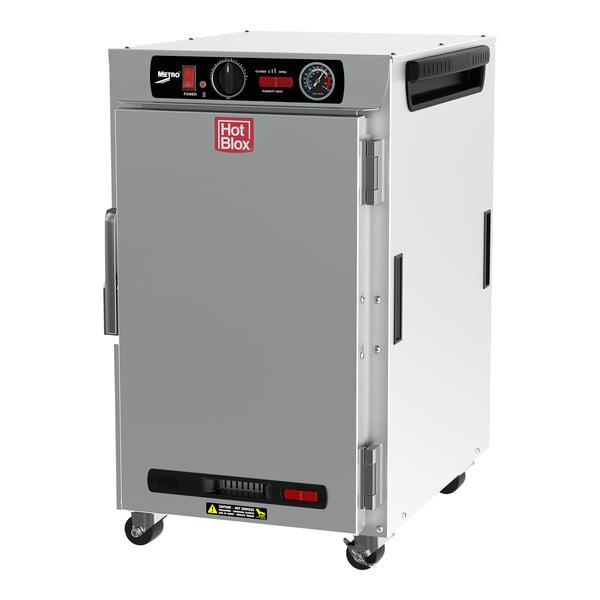 A silver Metro HotBlox undercounter holding cabinet with a solid door.