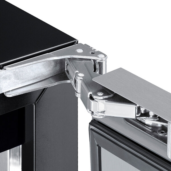 The stainless steel door of a Summit Appliance built-in freezer.