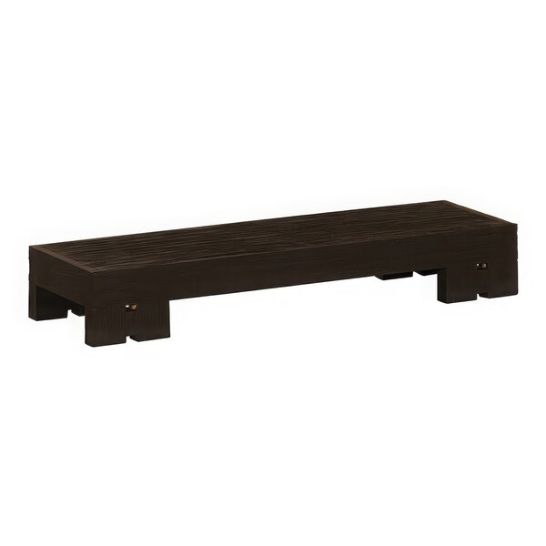 A rectangular black wooden display riser with legs.