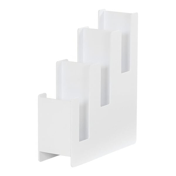A white plastic cup holder with three compartments.