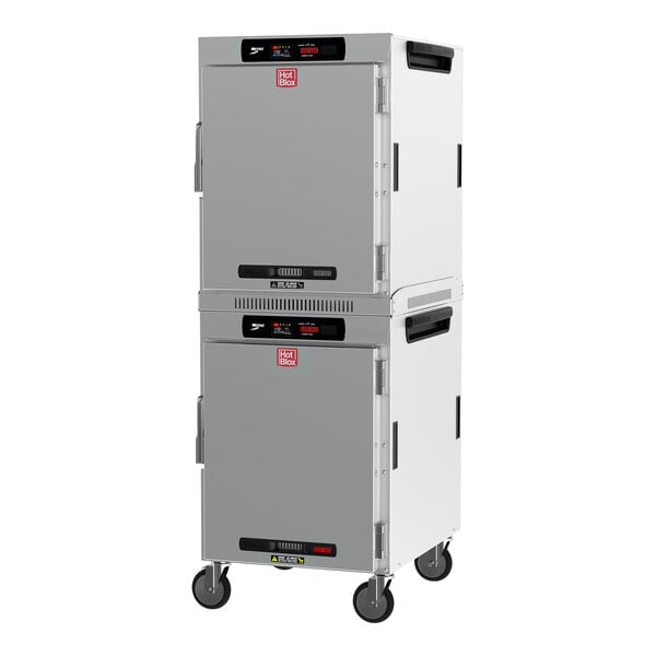 A white Metro heated holding cabinet with two doors.