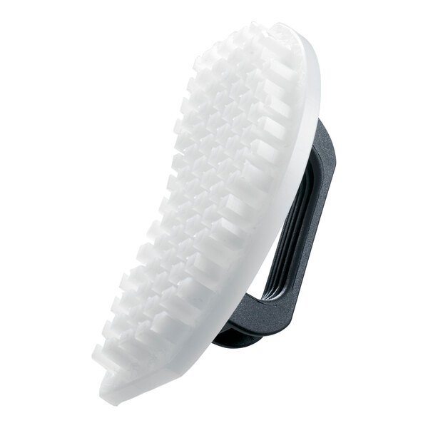 A close-up of an Edlund white plastic dicing cleaner brush with a black handle.