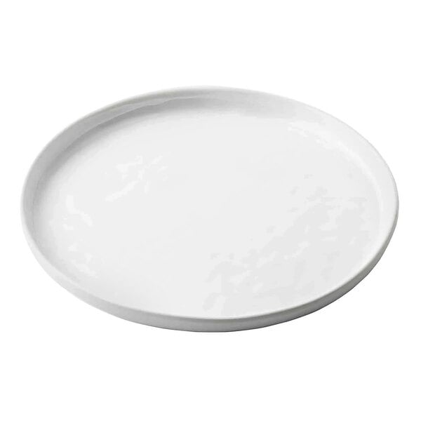 A Tablecraft white melamine plate with a white rim.