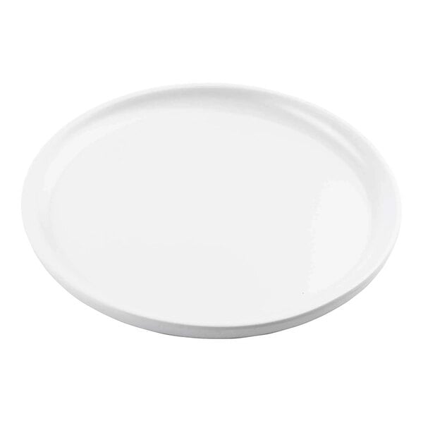A Tablecraft Terra Collection white melamine plate with a round rim.
