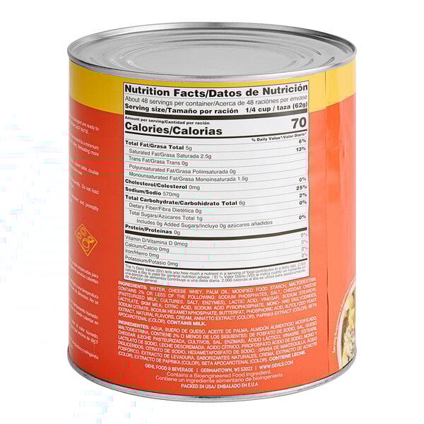 A Gehl's #10 can of Sharp Cheddar Cheese Sauce with a label.