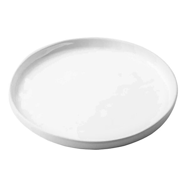 A Tablecraft white melamine plate with a rim.