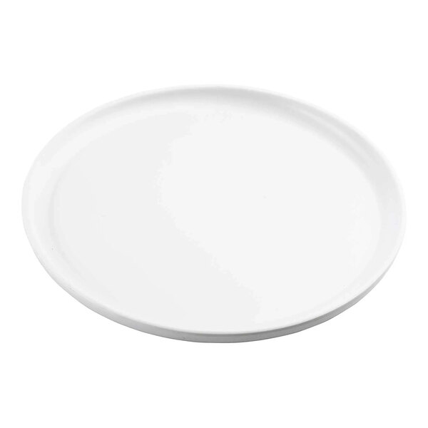 A Tablecraft Terra Collection white melamine plate with a round rim.