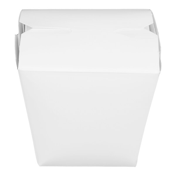 A white Fold-Pak oyster pail container with a lid.