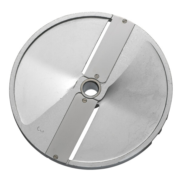 An Edlund VariCut slicing disc with two blades and a hole in the center.