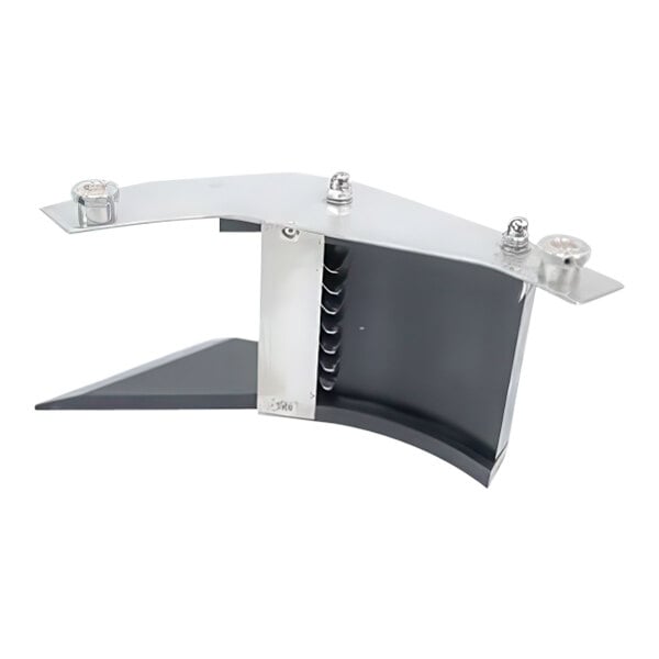 A black metal bracket with two silver metal rods attached to it.