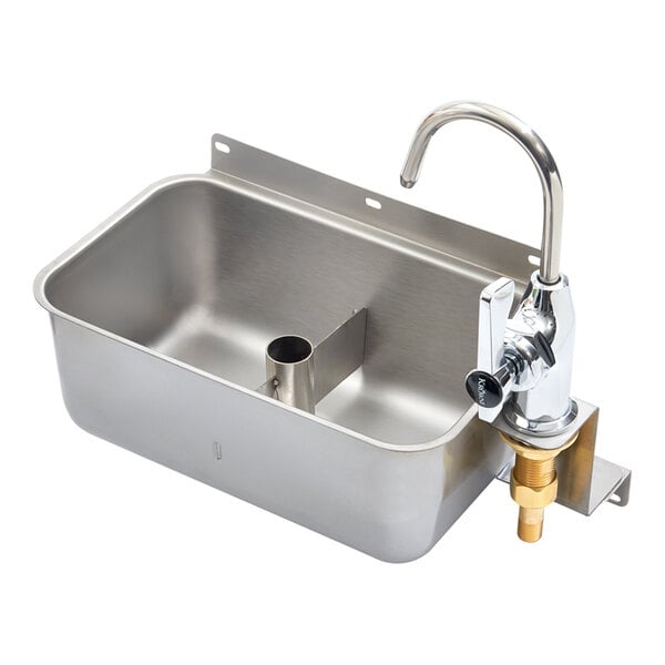Krowne Royal Series 16-153L 9 7/8" Stainless Steel Front-Mount Dipper Well with Faucet