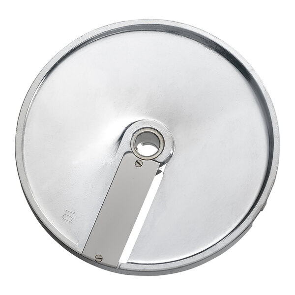 An Edlund circular metal slicing disc with a blade.