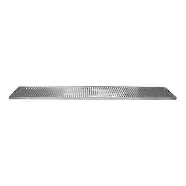 A 51-inch by 5-inch stainless steel surface-mount beer drip tray with a drain.