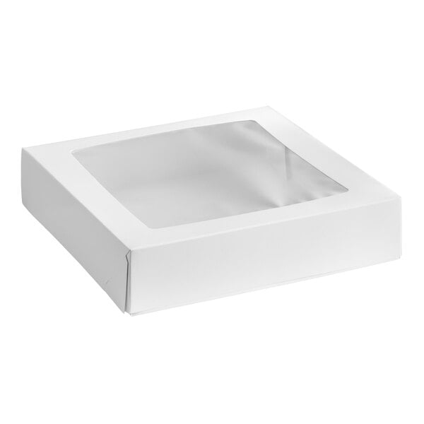 Baker's Lane 9" x 9" x 2" White Auto-Popup Window Pie / Bakery Box - 200/Case