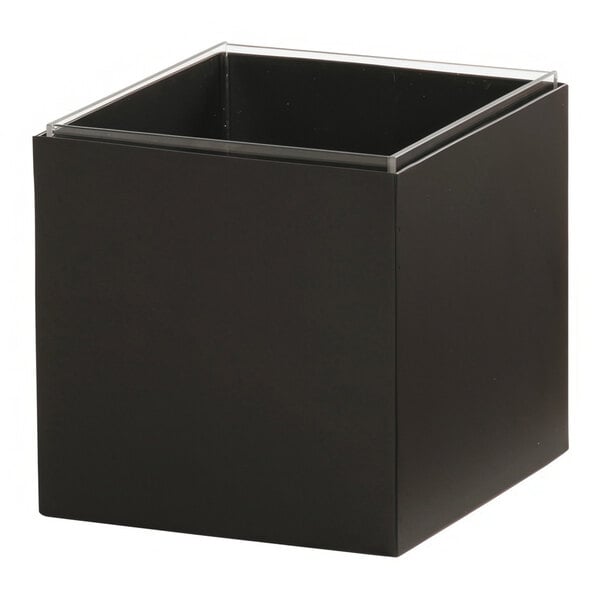 A black metal ice housing box with clear top.