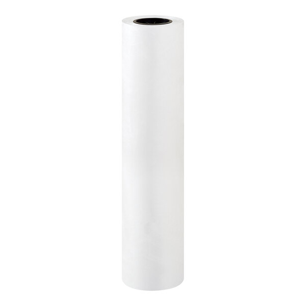 A roll of white Tyvek plastic on a white background.